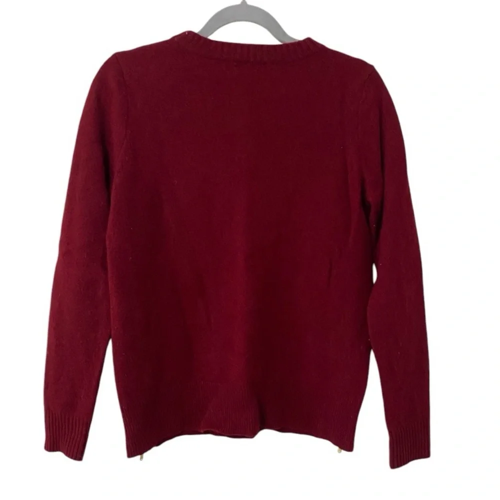 J. Crew Wool Burgundy Gold Zipper Knit Long Sleeve Sweater